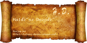 Halász Dezső névjegykártya